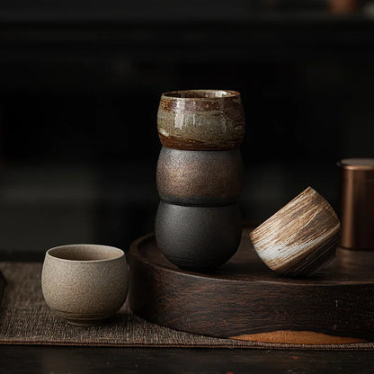 Japanese-Style Pottery Cup |            Rustic Ceramic Craft