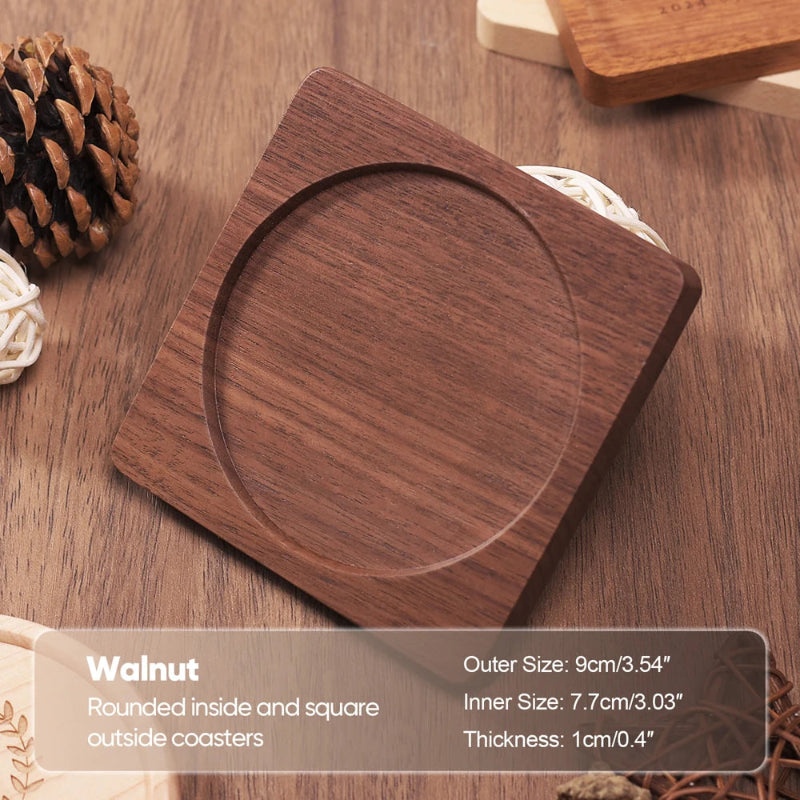 Solid Walnut Wood Coaster | Heat-Resistant Cup Mat