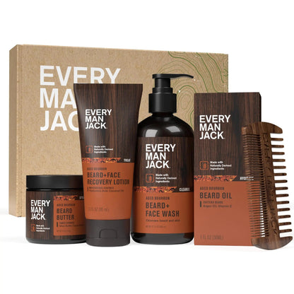 Every Man Jack Aged Bourbon Beard Care Set | Complete Grooming Kit