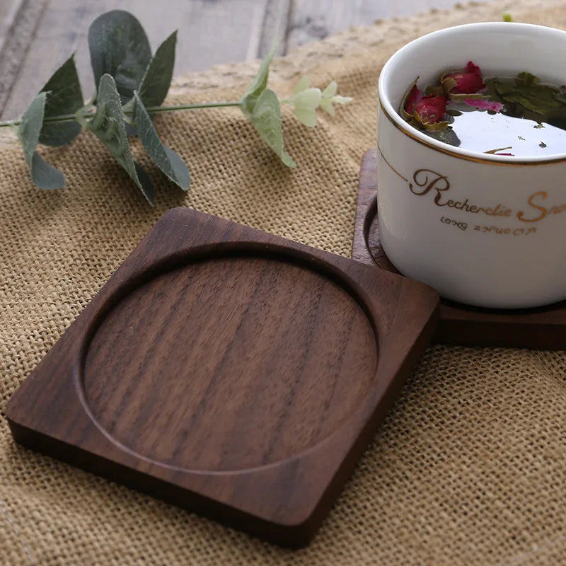 Solid Walnut Wood Coaster | Heat-Resistant Cup Mat